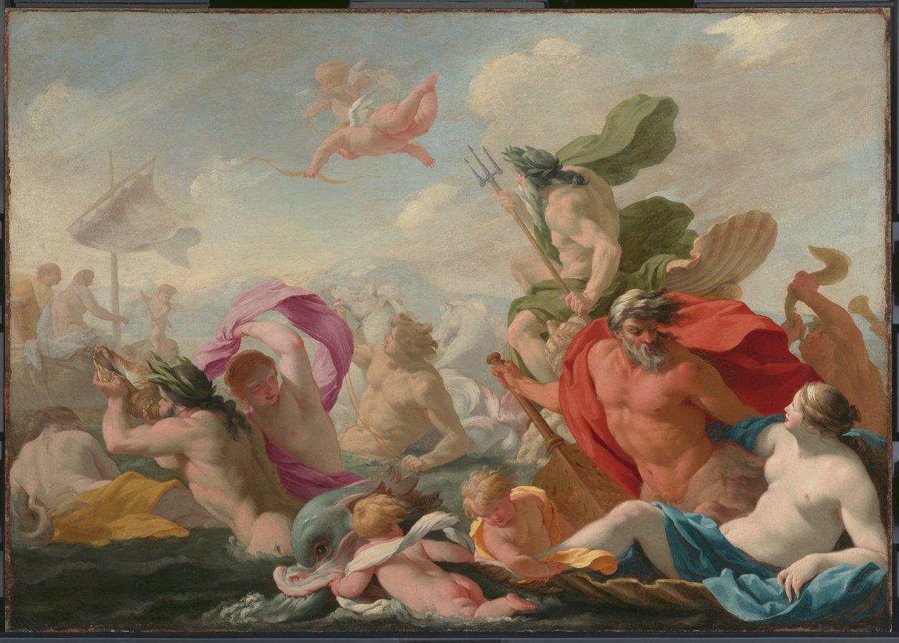 Meeresgötter huldigen der Liebe - Eustache Le Sueur