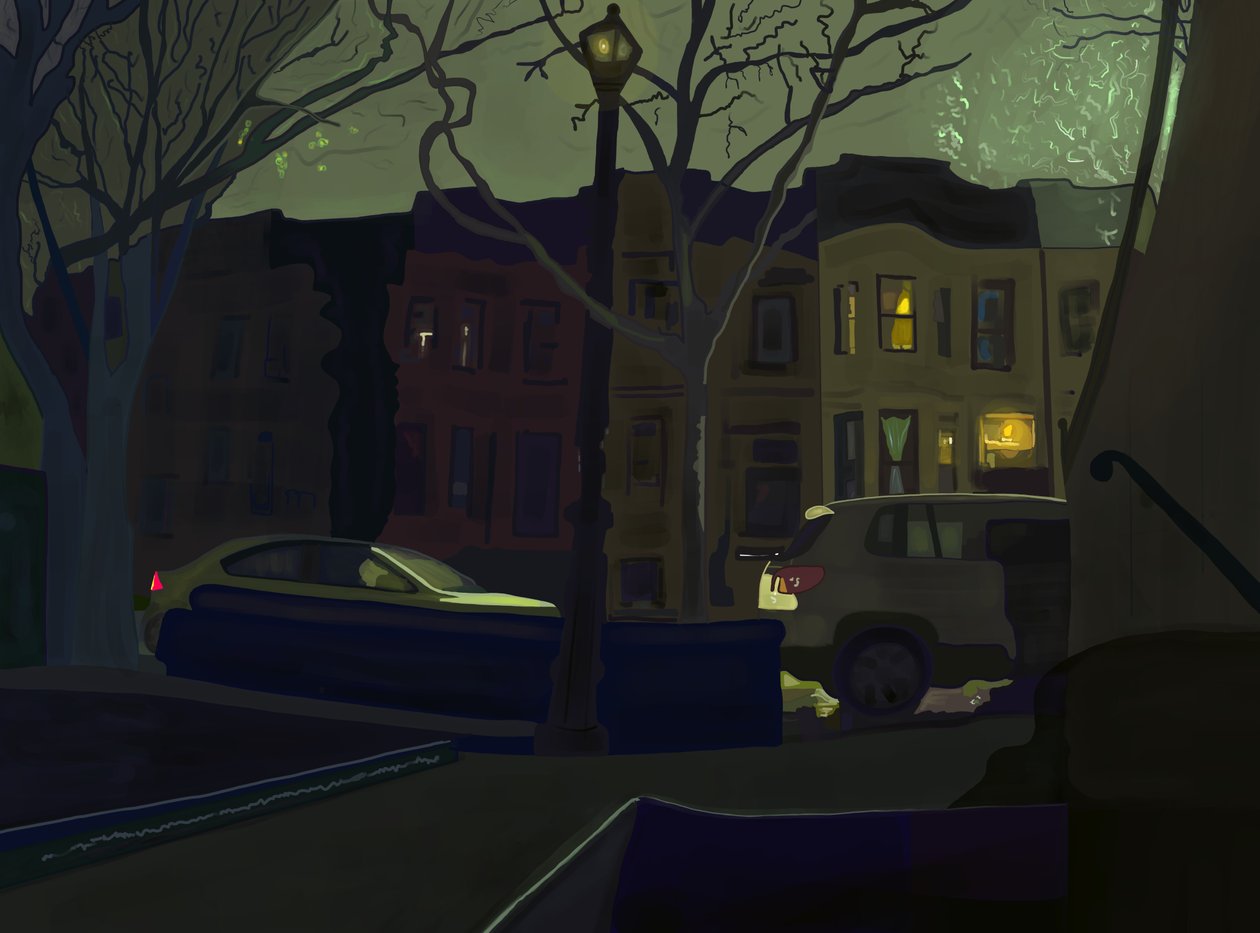 6 AM South Side of Street, Prospect Park (art numérique) - Evan Sklar