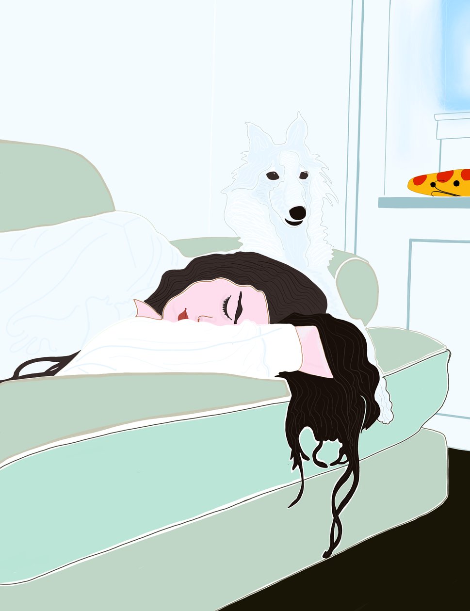 Ava et Minnie font la sieste (art numérique) - Evan Sklar