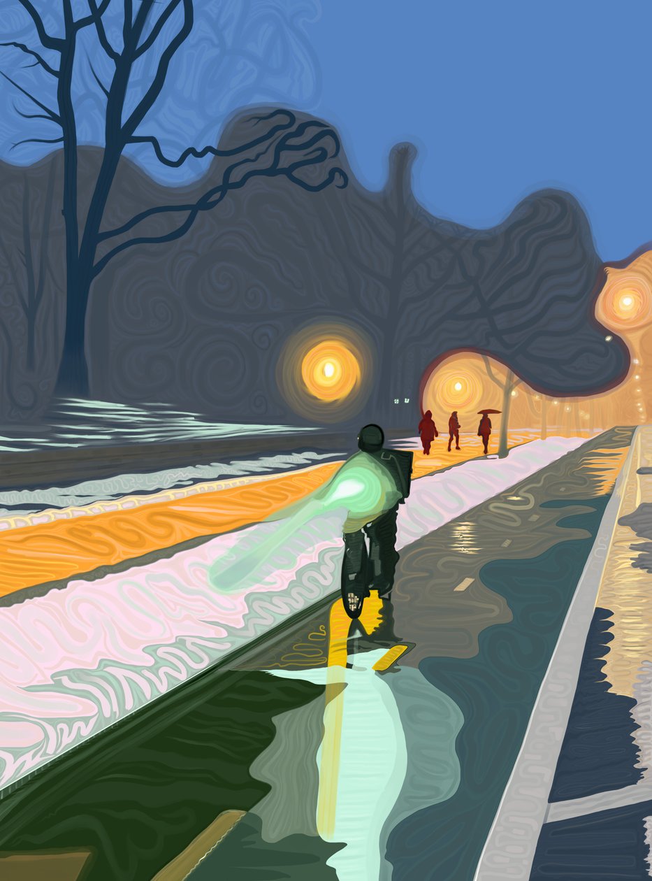 Piste cyclable, Prospect Park Brooklyn (art numérique) - Evan Sklar