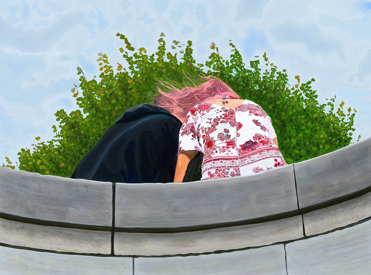 Couple dans le jardin des Toulleries (art numérique) - Evan Sklar