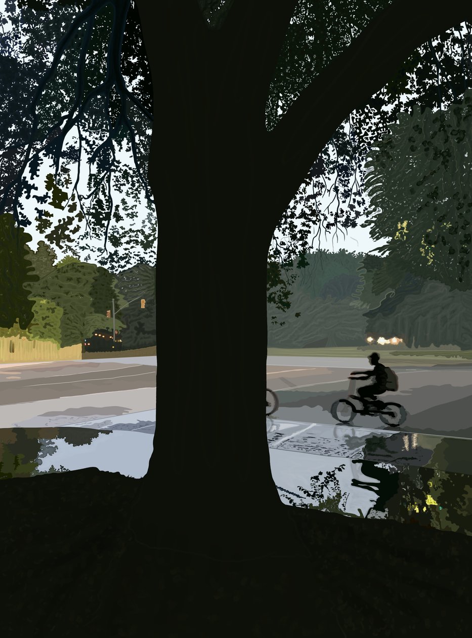 Cycliste et flaque d