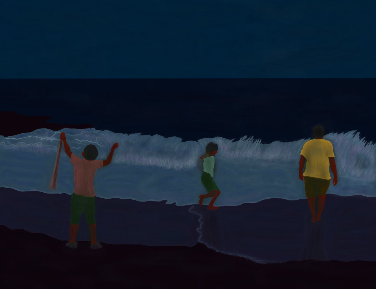 Final fire Island Beach At Night (art numérique) - Evan Sklar