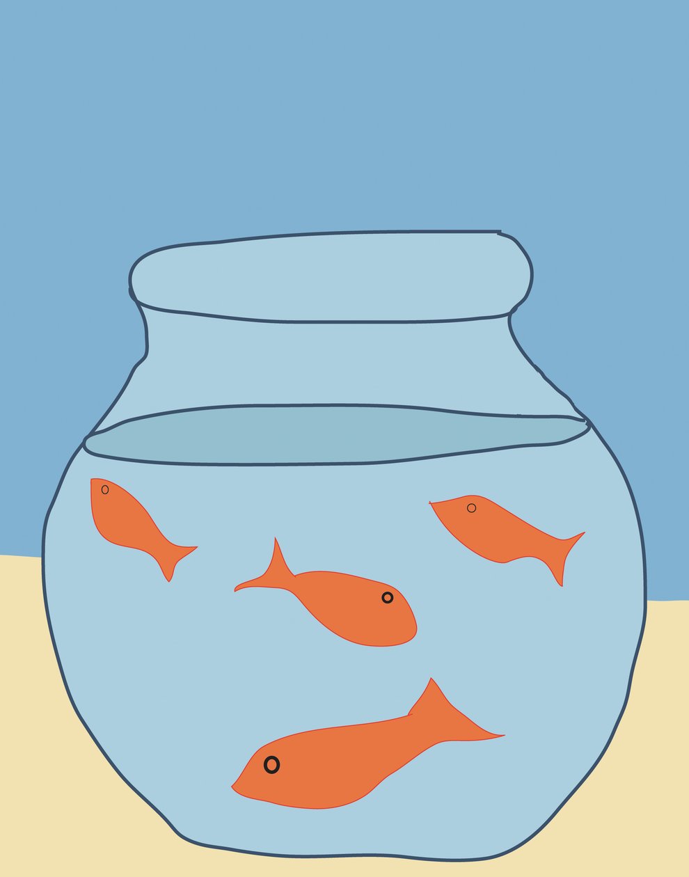 Goldfish In Bowl, 2015 (dessiné à la main sur un iPad avec un crayon Apple) - Evan Sklar