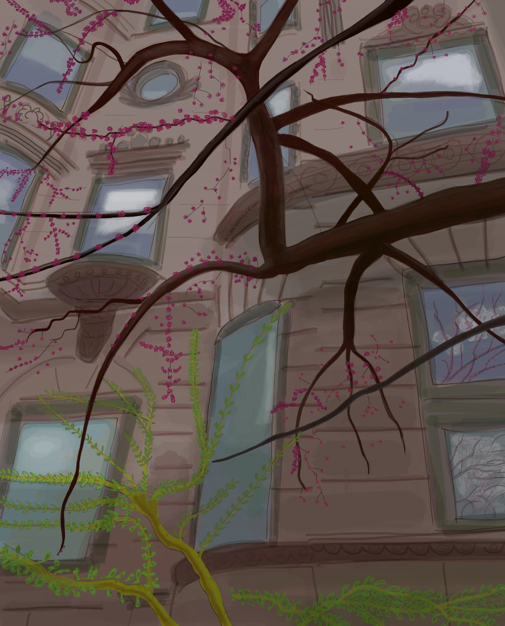 Prospect Parek West et Fifth Street, Brooklyn, 2017 (dessiné à la main sur un iPad avec un crayon Apple). - Evan Sklar