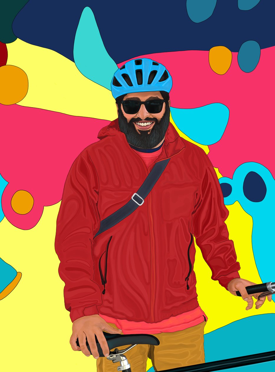 Rizwan souriant (art numérique) - Evan Sklar