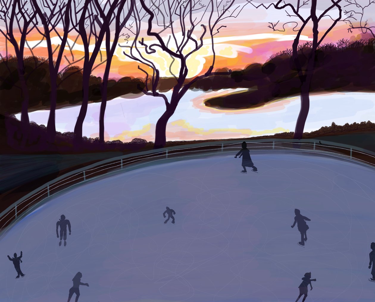 Patinage, Prospect Park , Brooklyn (art numérique) - Evan Sklar