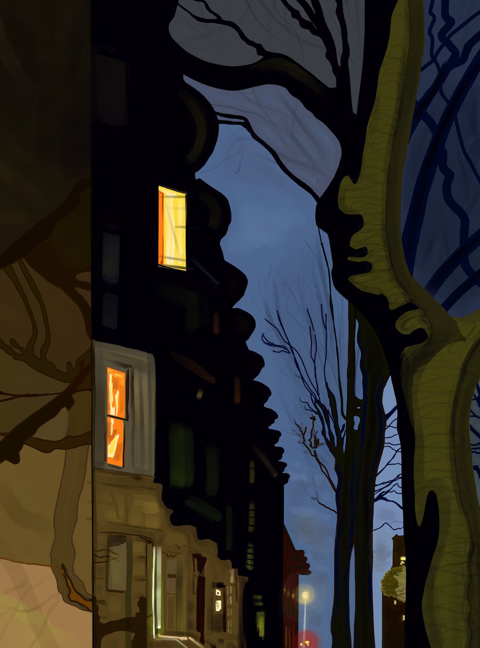 Rue et toit d