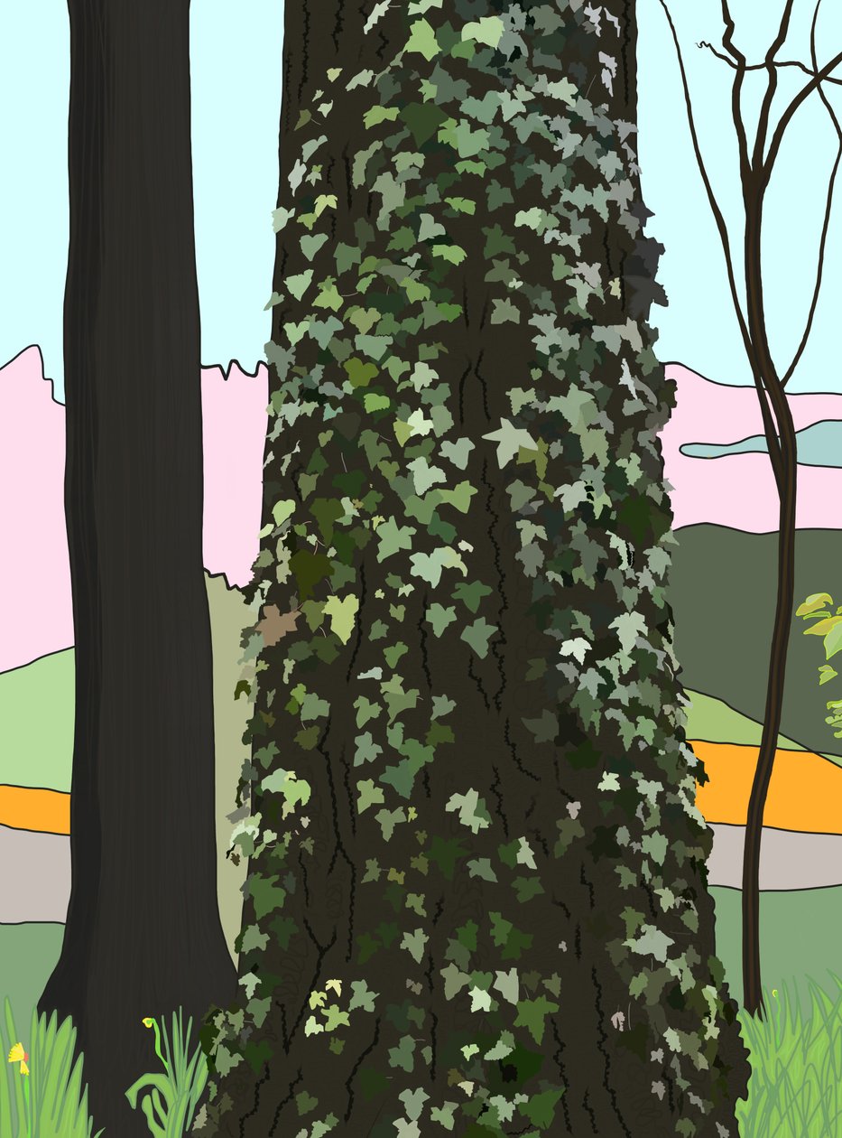 Arbre avec lierre (art numérique) - Evan Sklar