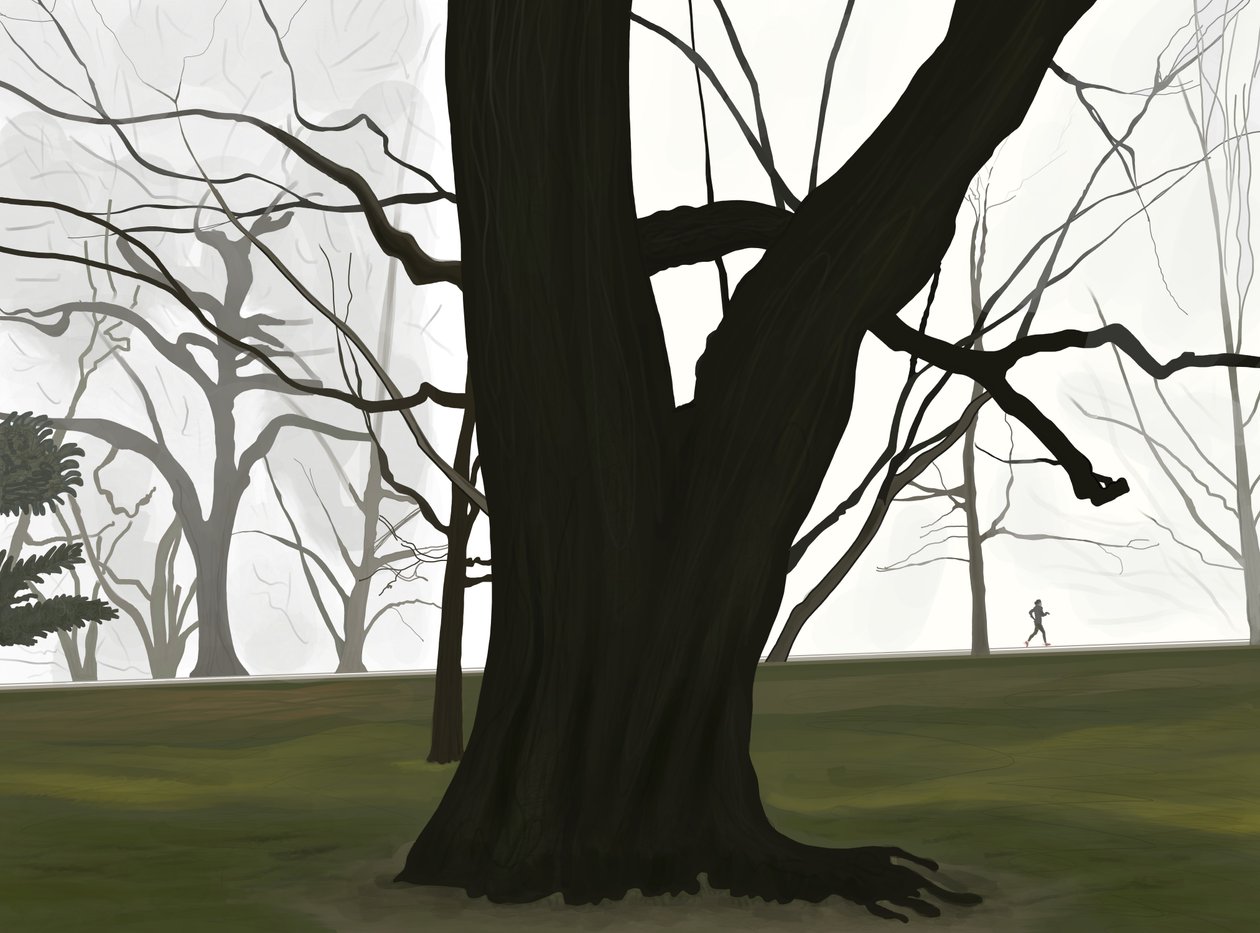 Arbre et joggeur. Tôt le matin. Prospect park (art numérique) - Evan Sklar