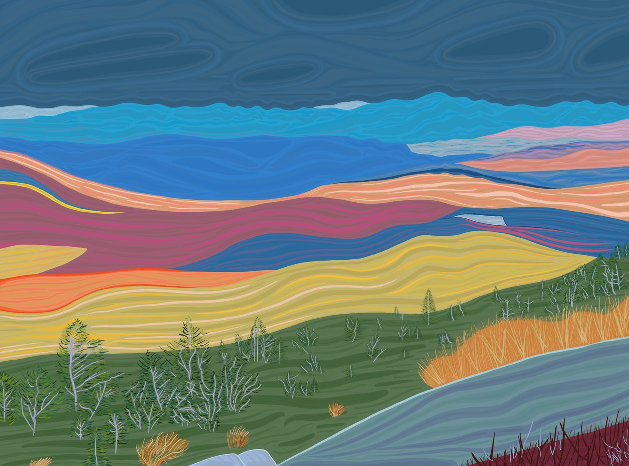 Vue des montagnes Catskill en automne (art numérique) - Evan Sklar