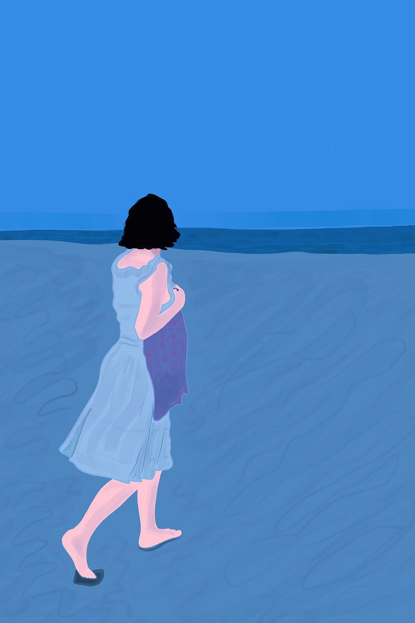Femme sur la plage de Fire Island (art numérique) - Evan Sklar