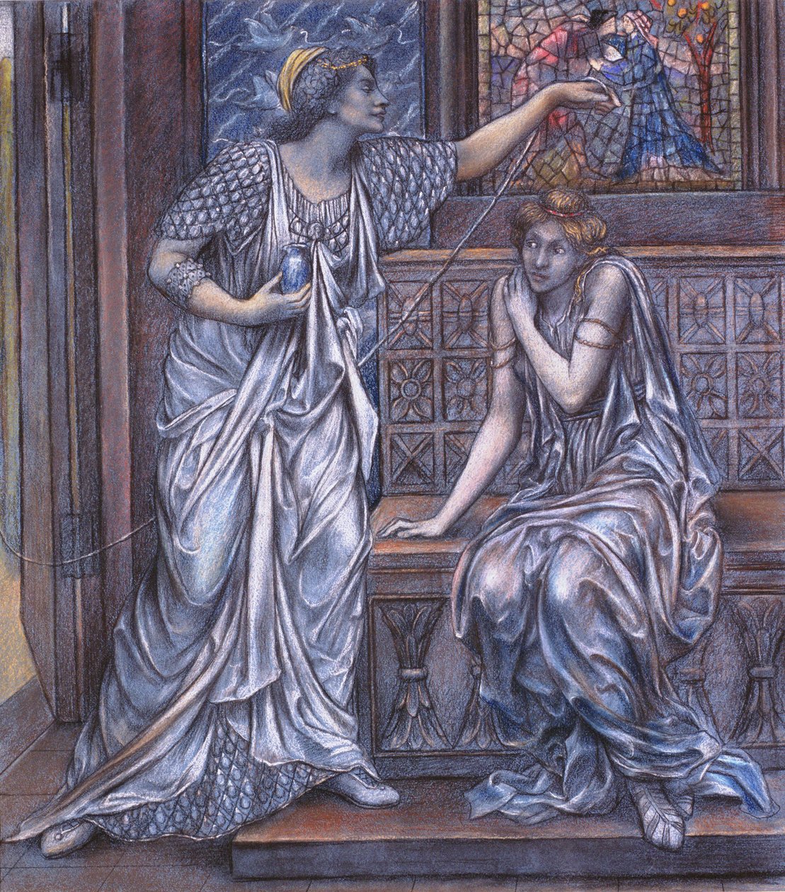 Étude finie pour la reine Éléonore et la belle Rosamonde, c.1900-5 - Evelyn De Morgan