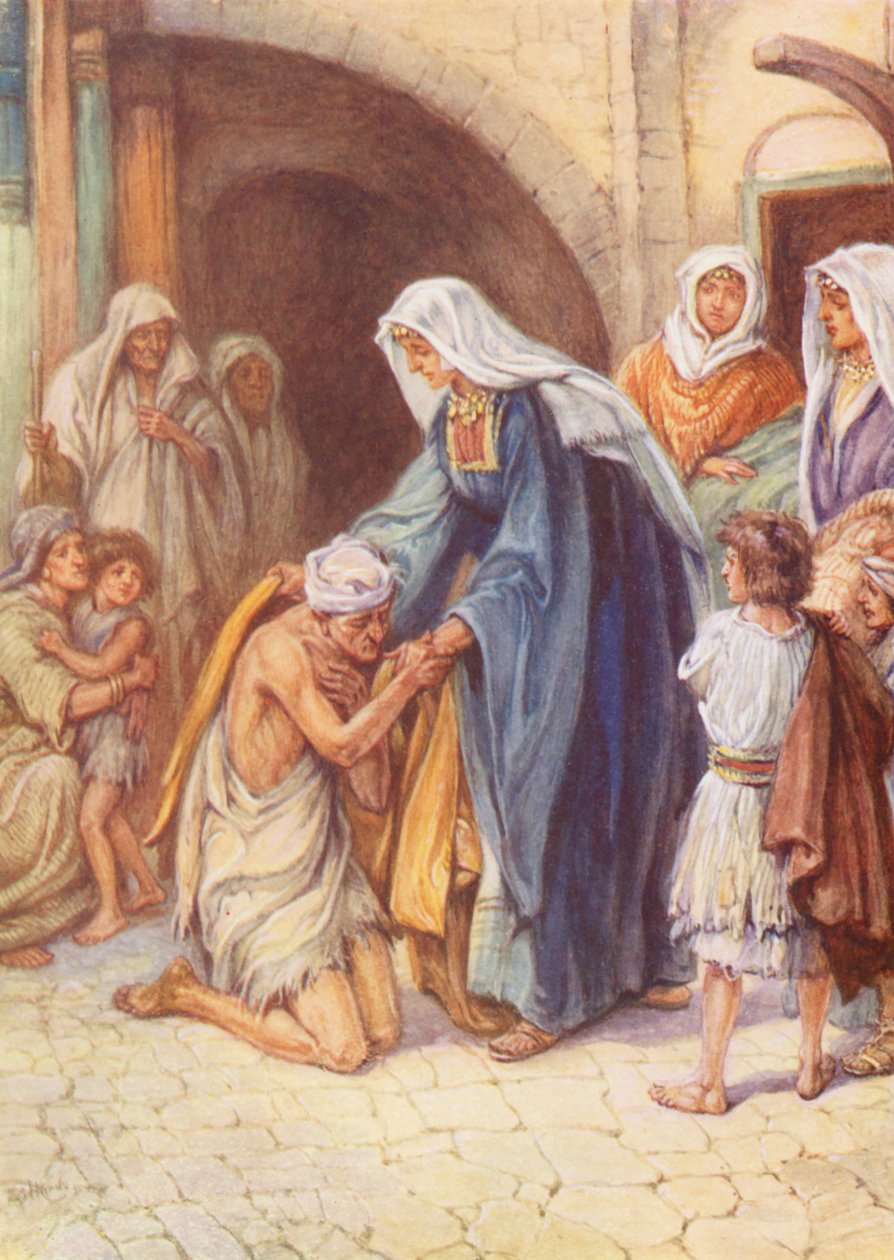 Les dons de Dorcas (lithographie couleur) - Evelyn Stuart Hardy