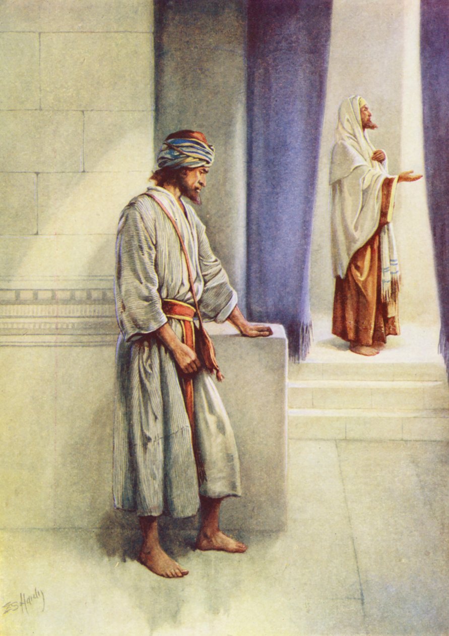 Le pharisien et le publicain (lithographie couleur) - Evelyn Stuart Hardy