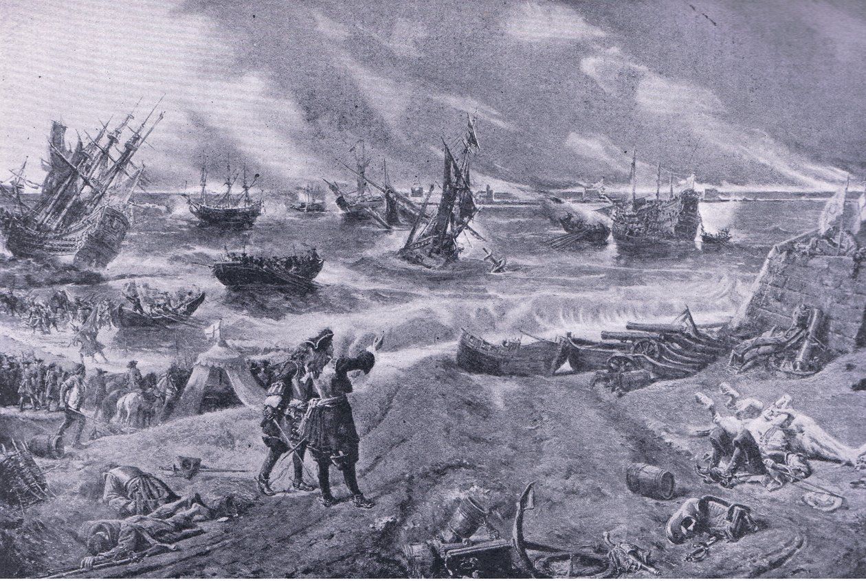 Jacques II à la bataille de La Hogue, 23 mai 1692, illustration de British Battles on Land and Sea, 1915 - Eyre Crowe