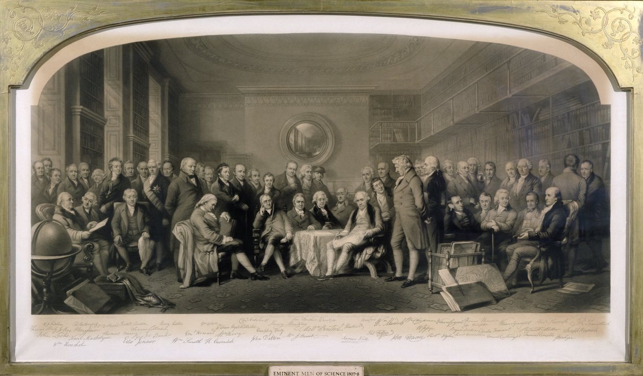 Hommes de science éminents, 1807-08, réunis dans la bibliothèque de la Royal Institution, 4 juin 1862 - F and Walker, William Skill