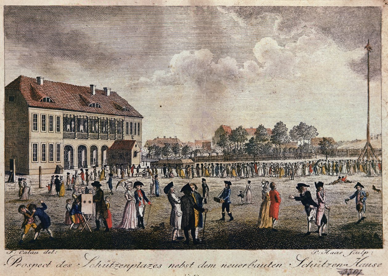 Vue du nouveau club-house et de la place, Berlin - F.A. Calau