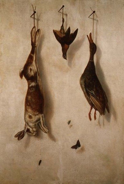 Nature morte de gibier mort accroché à un mur - F.A. Brandel