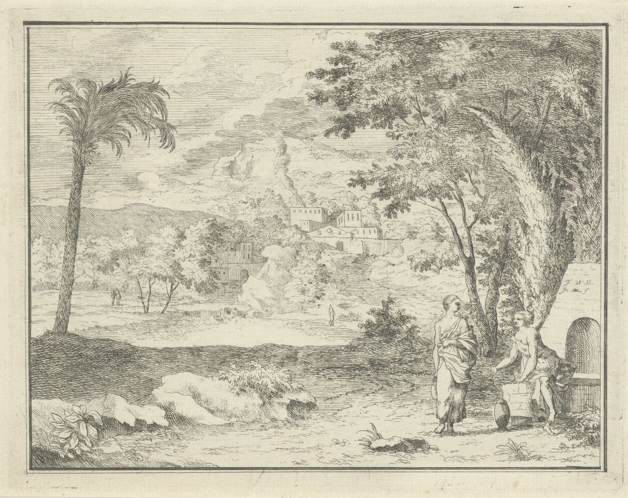 Paysage italianisant avec deux femmes - F.W. Musculus