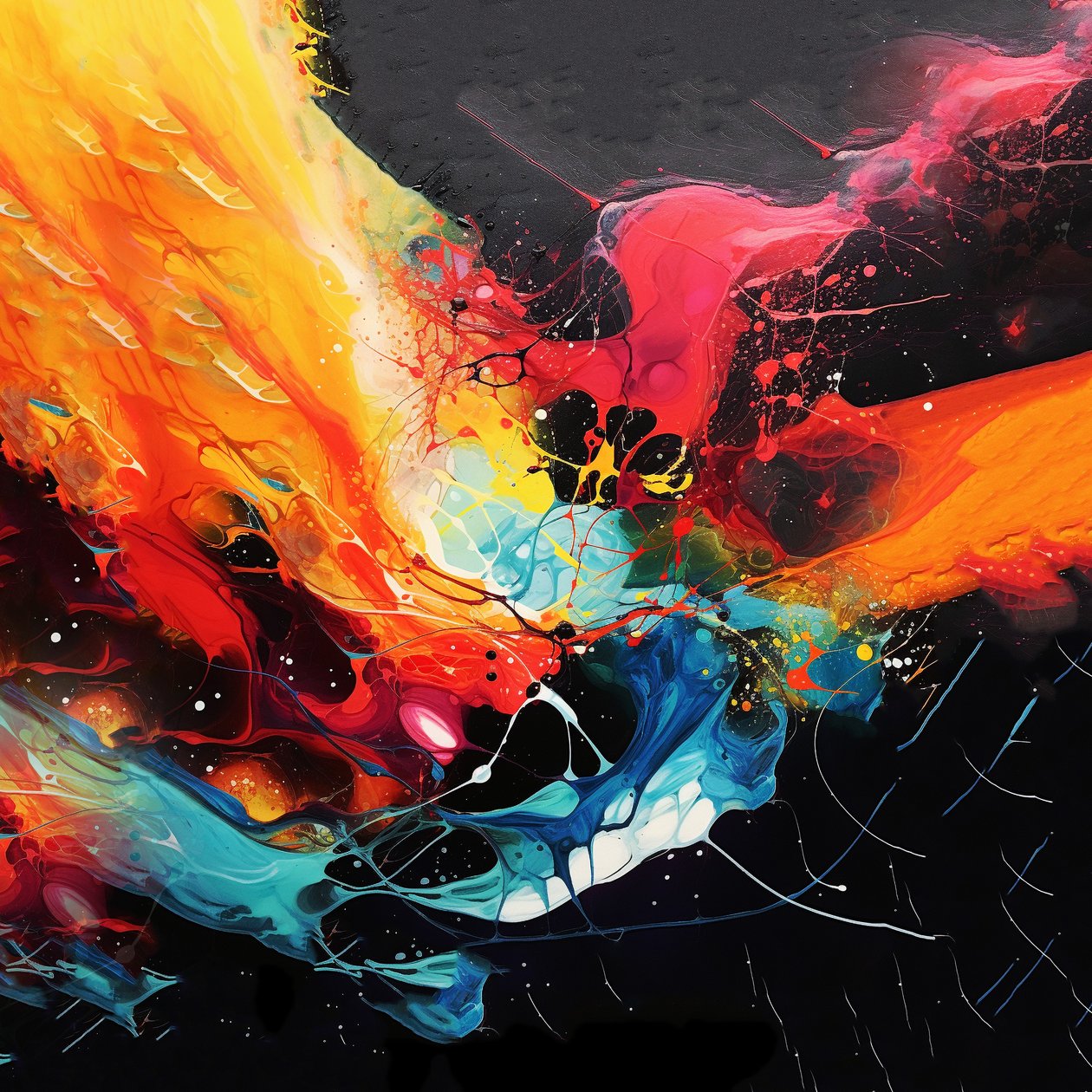 peinture acrylique abstraite, décoration murale - F. Abderrahim