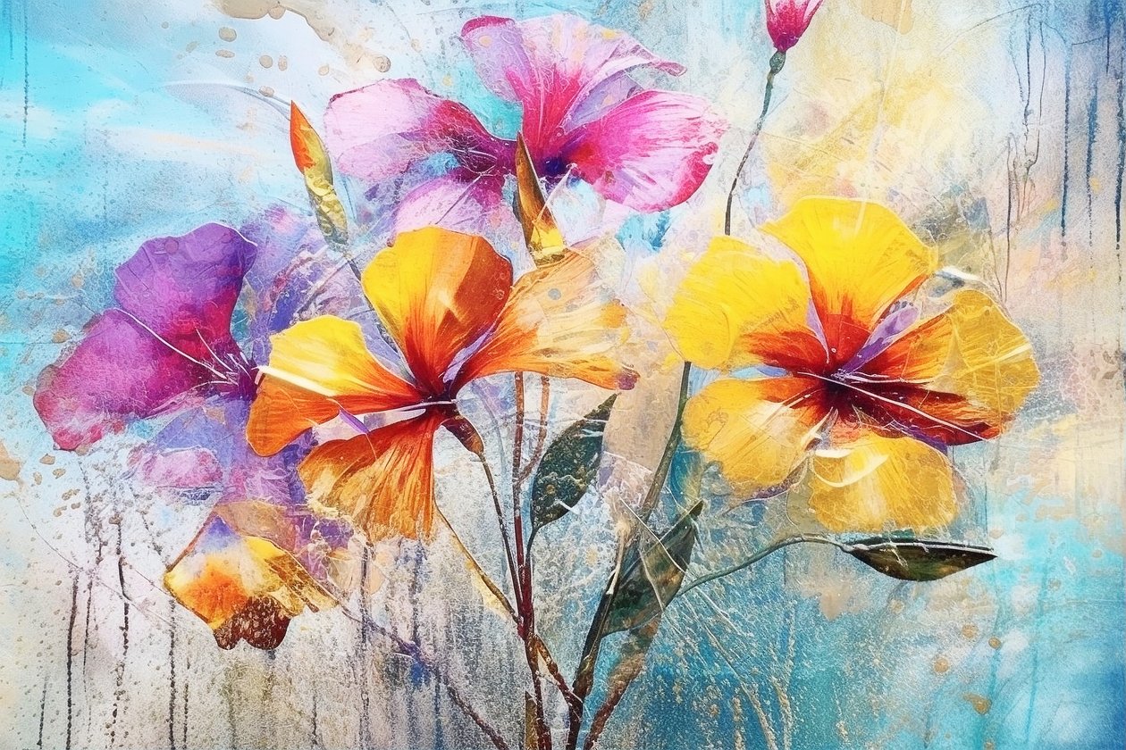 Fond de fleurs magnifiques, peinture florale générée par IA - F. Abderrahim