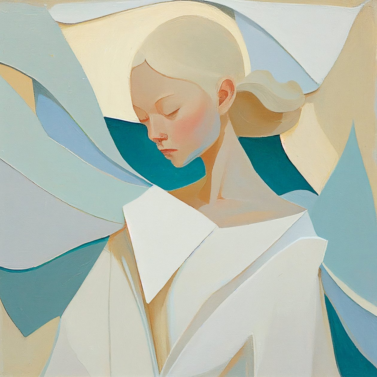 Portrait de Femme Blonde, inspiré de peintures célèbres - F. Abderrahim