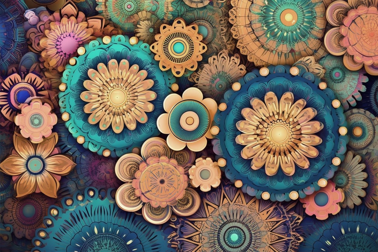 Mandala coloré, un jardin de beauté vibrante - F. Abderrahim