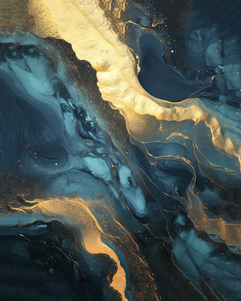 Fond noir iridescent, bleu et marbre doré - F. Abderrahim