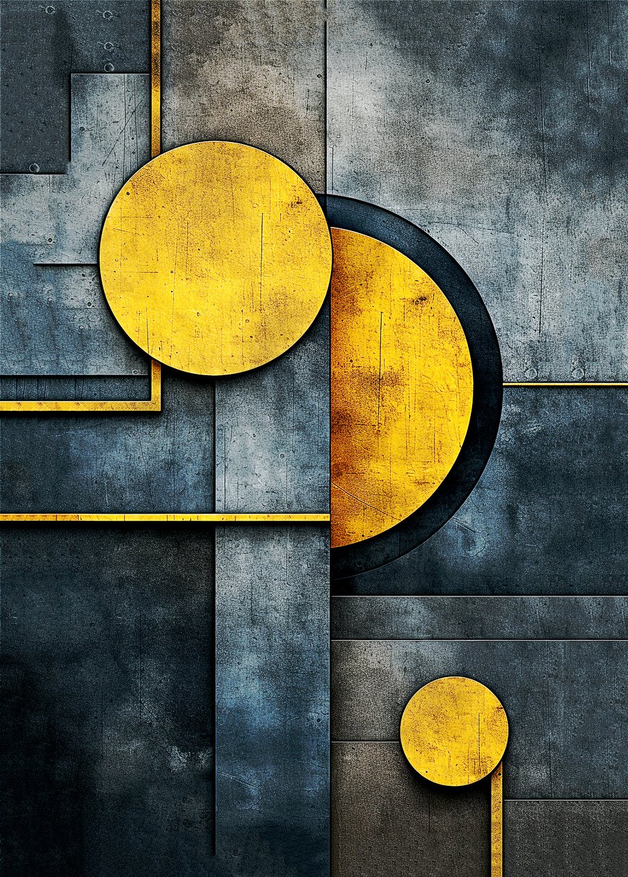 Cacophonie de Formes Géométriques Abstraites, Impression Murale - F. Abderrahim