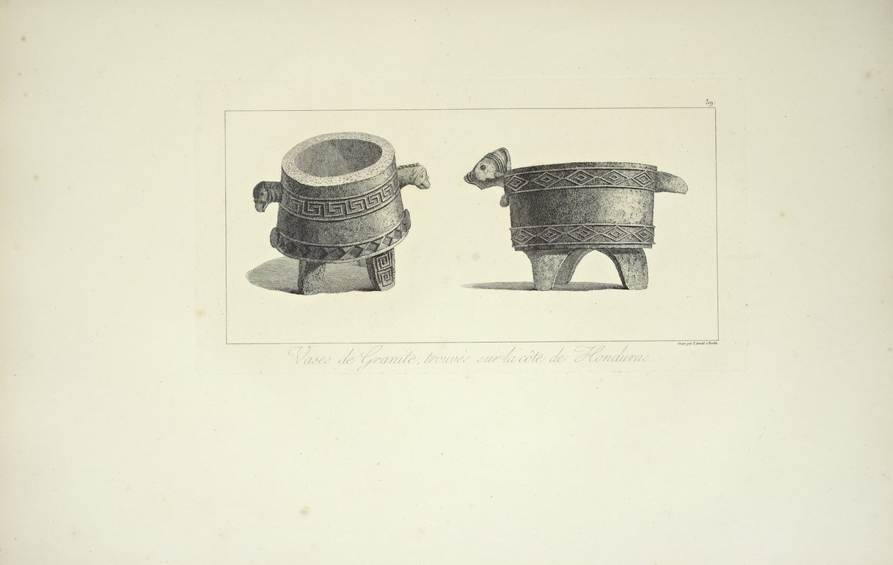 Vases en granit, trouvés sur la côte du Honduras, illustration de "Vues des Cordillères et Monumens des Peuples Indigènes de l