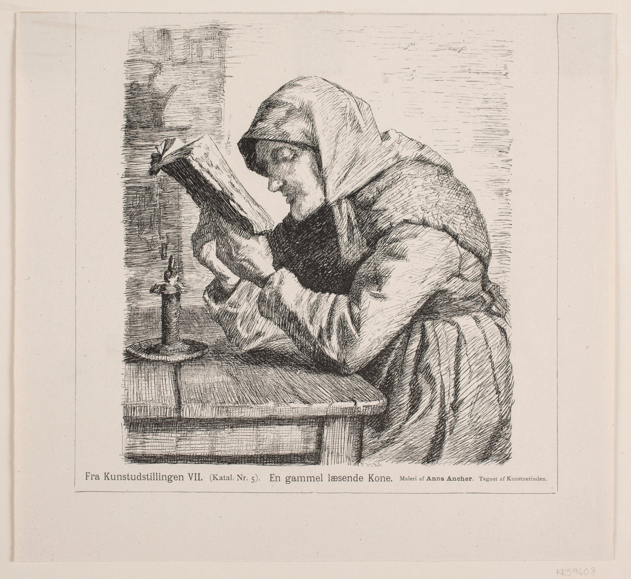 Une vieille femme lisant - F. Hendriksen