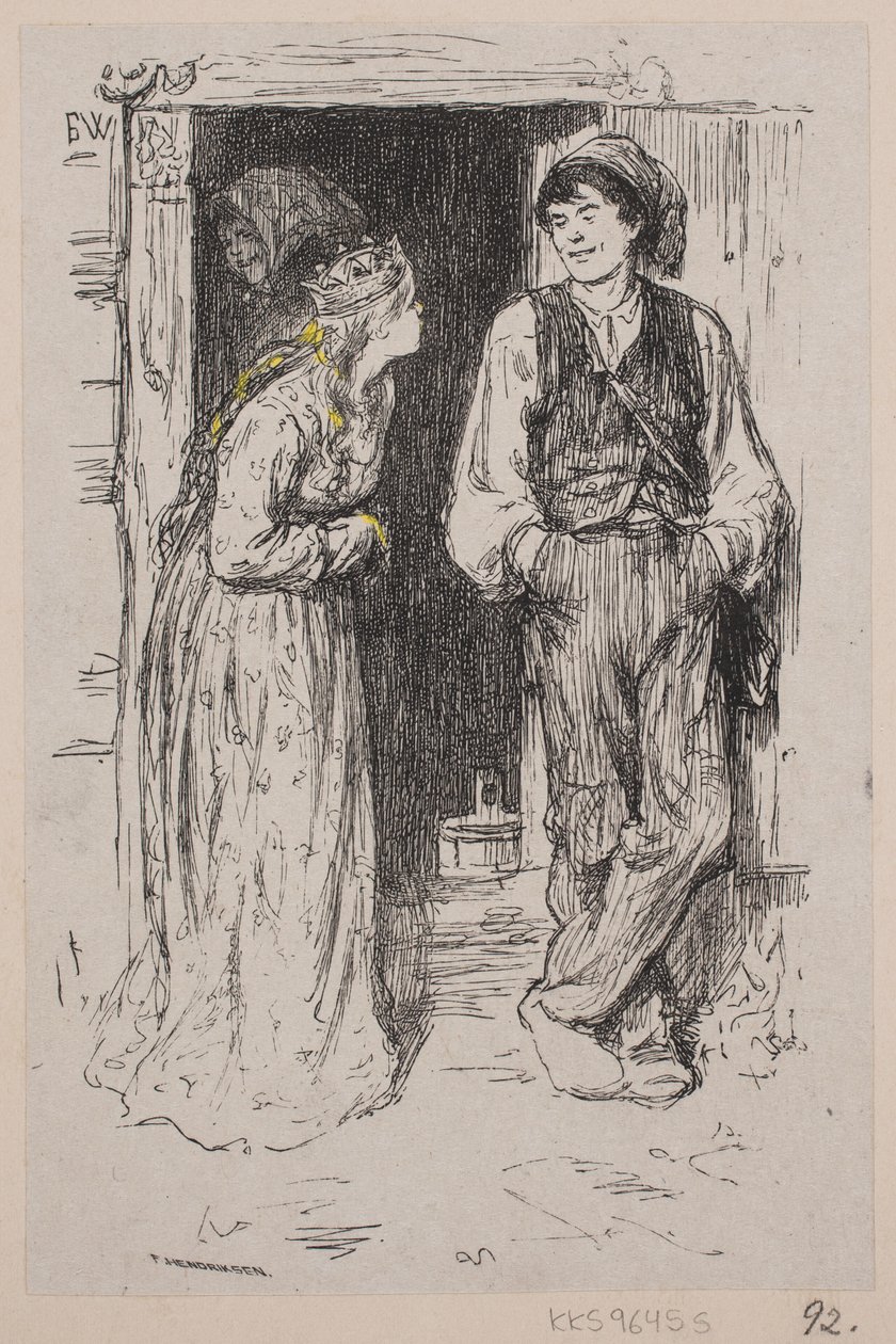 Illustration de "Askeladden som fik prinsessen til at løgste sig" - F. Hendriksen