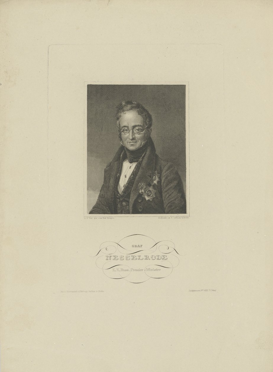 Portrait du comte Karl Robert Nesselrode, 1832 - F. L. Lehmann