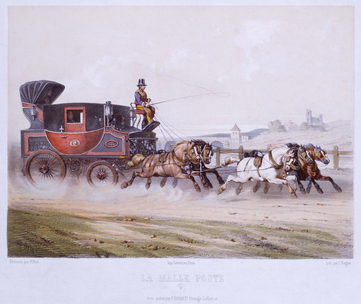La diligence, gravée par Charles Bargue (1826-83) - F. after Fort