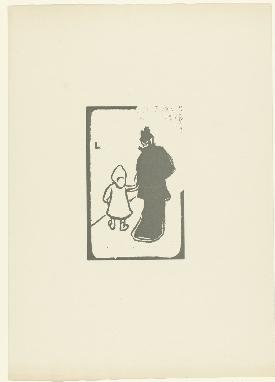Femme marchant avec un enfant par la main (L