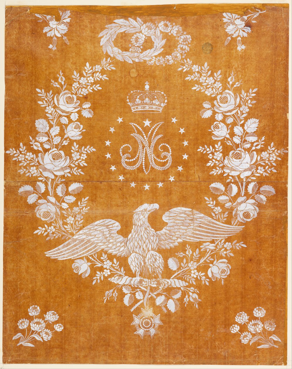 Motif de broderie commémorant le mariage de Napoléon Ier et Marie-Louise - Fabrique St. de Ruf
