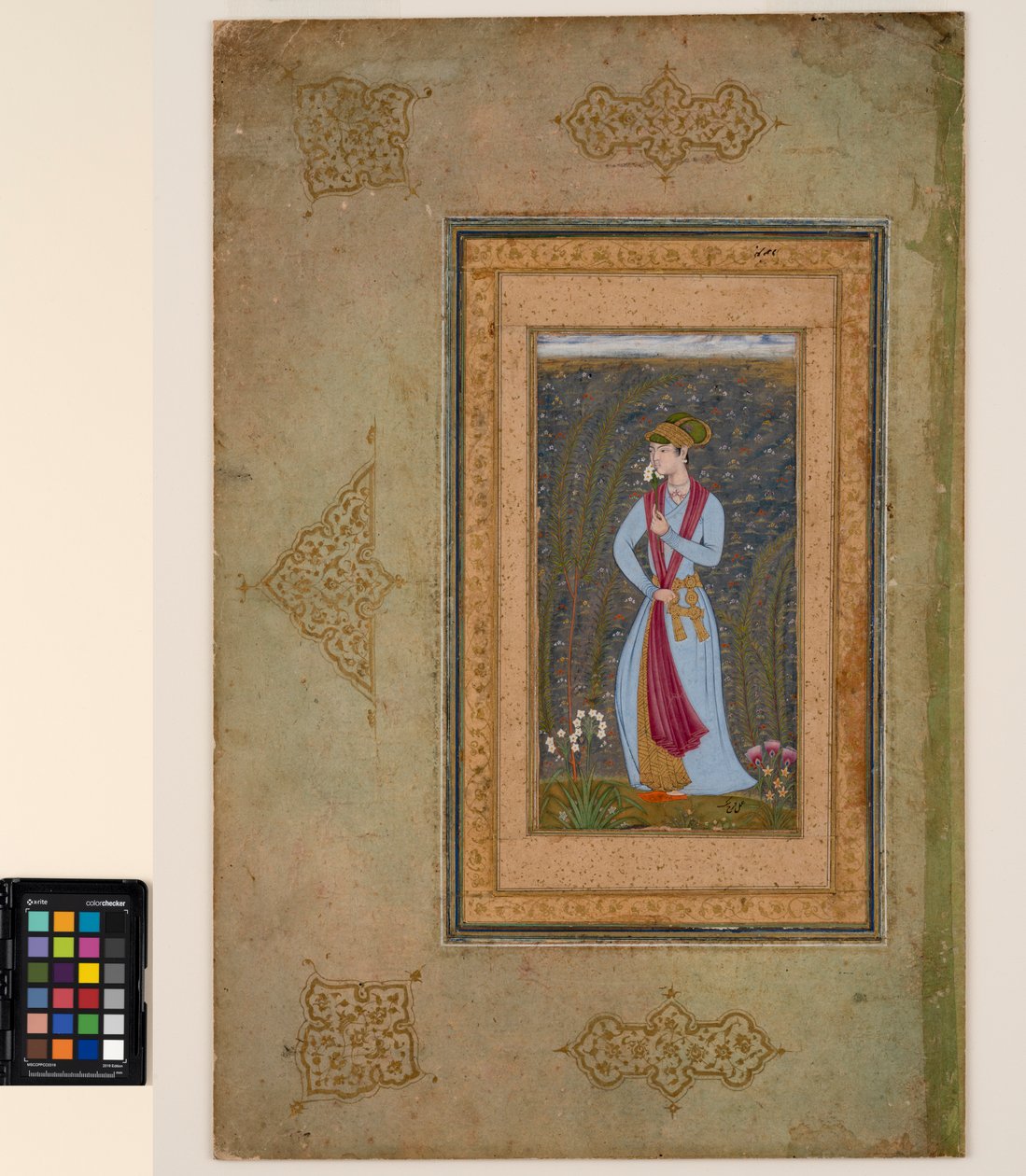 Un beau jeune homme tenant une branche de narcisse, vers 1610 - Farrukh Beg