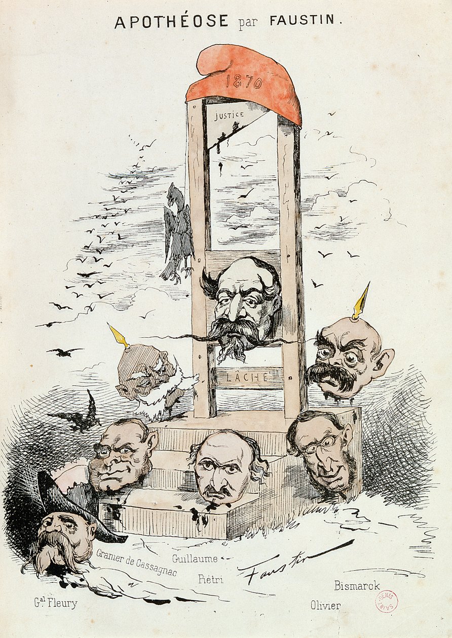Caricature de Napoléon III, Otto von Bismarck et Kaiser Wilhelm I - Faustin