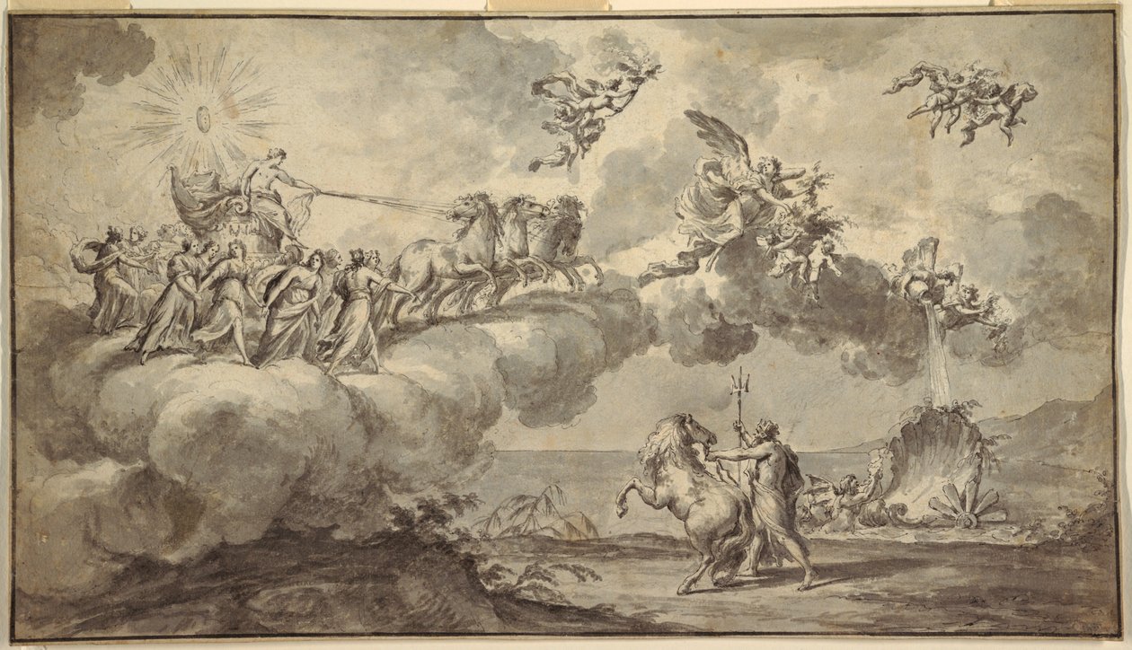 Design de tapisserie: Apollon dans son char conduit par Aurore - Fedele Fischetti