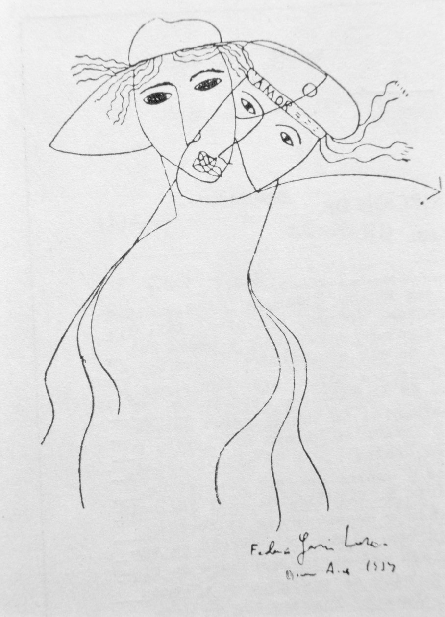 Dessin pour illustrer un de ses propres poèmes, réalisé à Buenos Aires - Federico Garcia Lorca