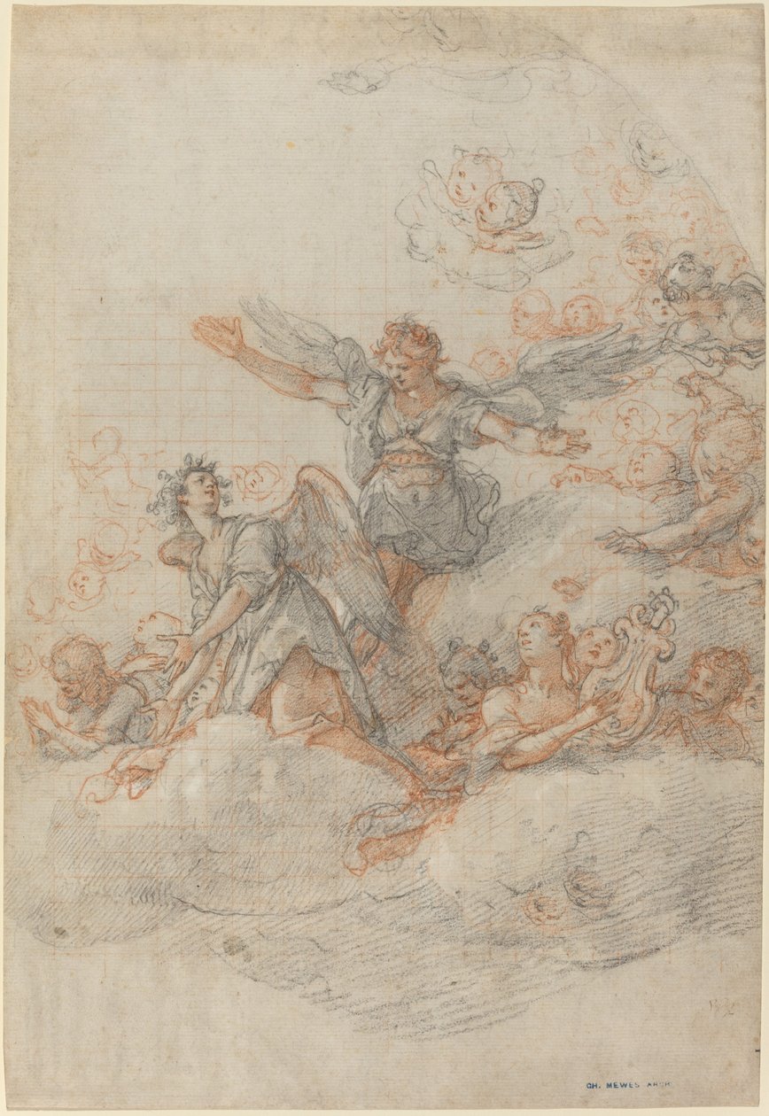 Anges et putti dans les nuages - Federico Zuccaro