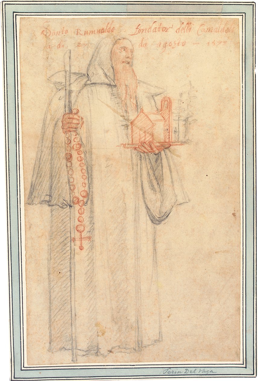 Fra Stefano, procureur des Camaldules à Vallombrosa, en tant que Saint Romuald, tenant un modèle d