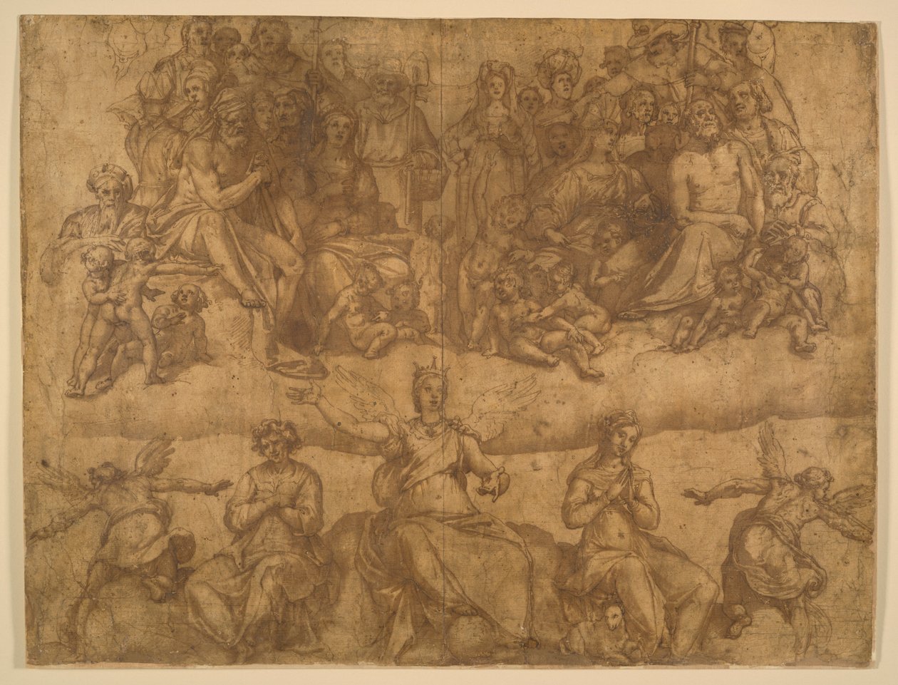 Âmes rachetées et figures allégoriques, étude pour la fresque du Jugement dernier dans la coupole du Duomo, Florence - Federico Zuccaro