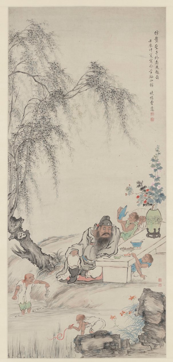 Zhong Kui et ses assistants sous les saules - Fei Danxu
