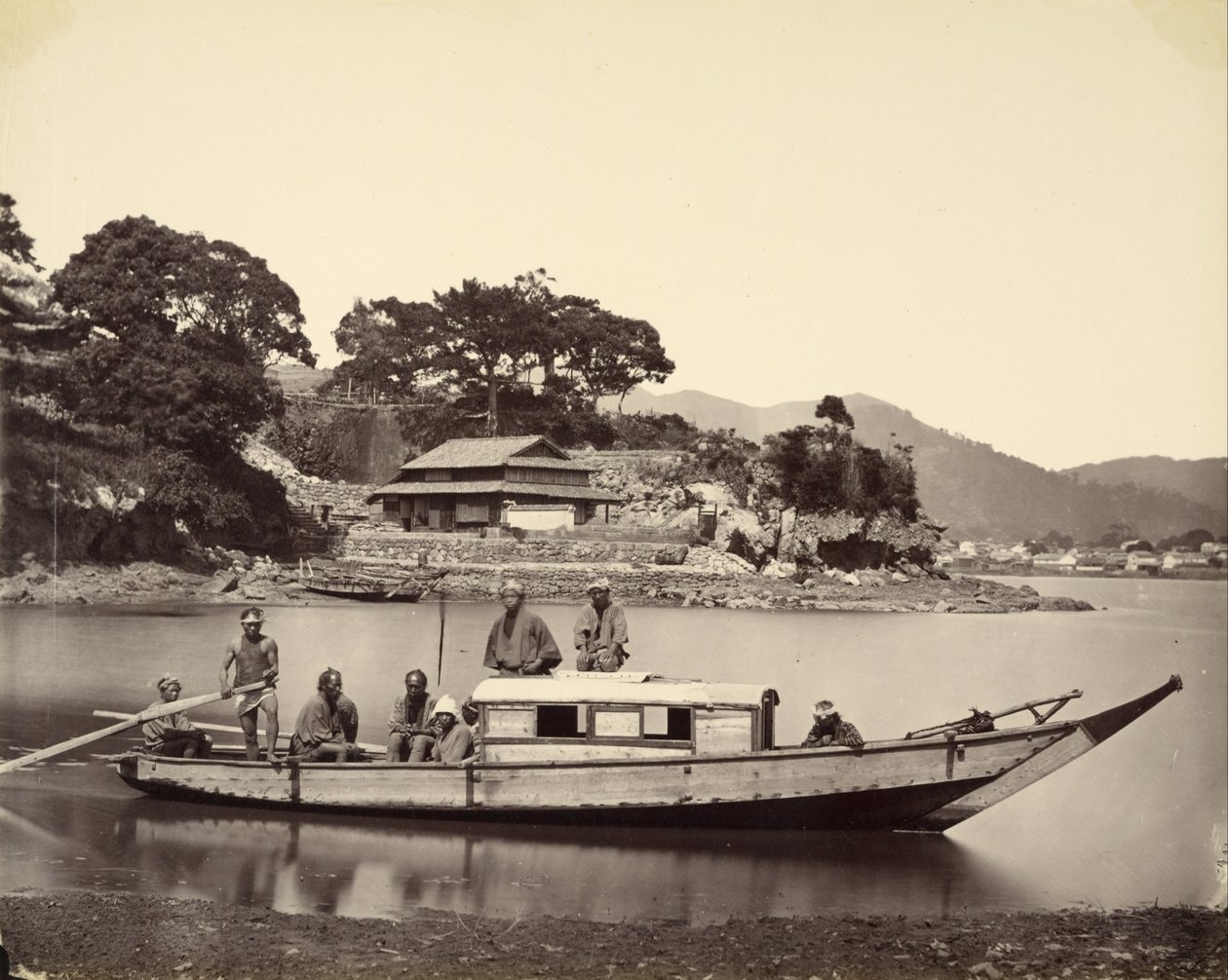 Jonque japonaise dans le canal, Nagasaki - Felice Beato