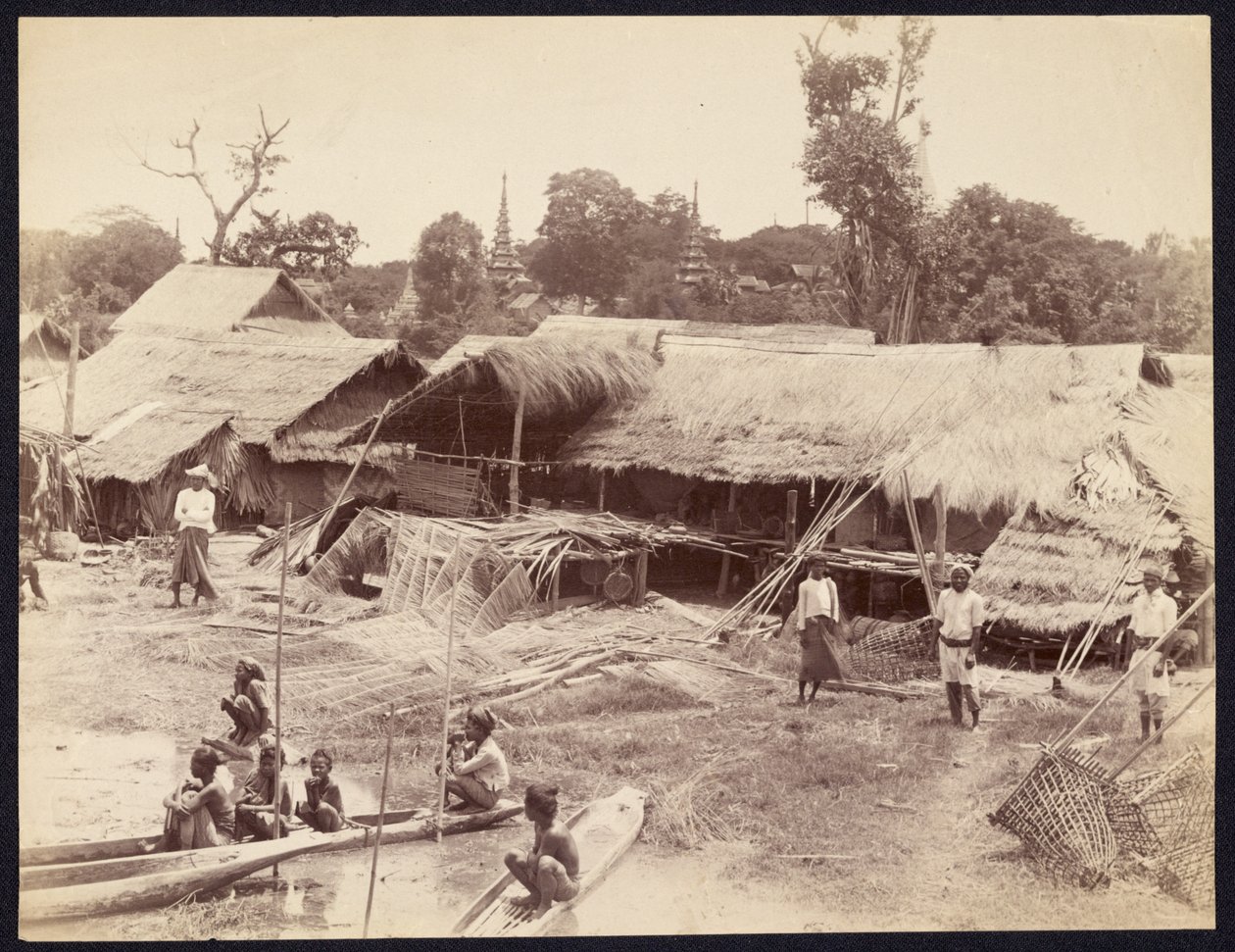 [Village indigène le long de la rivière Irrawaddy] - Felice Beato