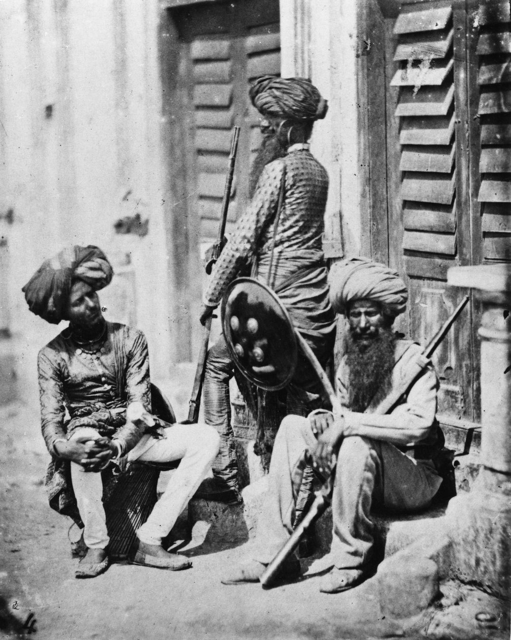 Officiers sikhs pendant la rébellion indienne, 1858 - Felice Beato
