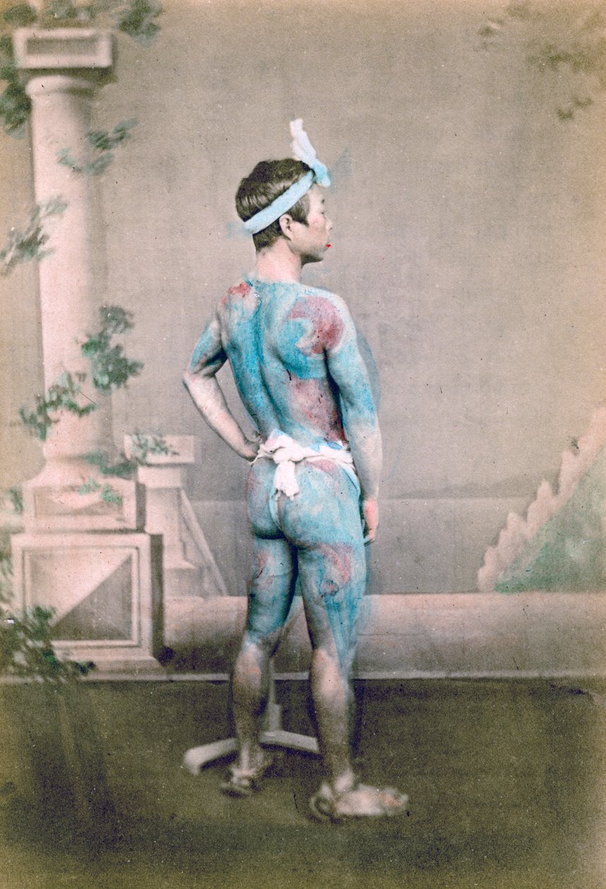Marié japonais tatoué betto, Japon, 1882 - Felice Beato