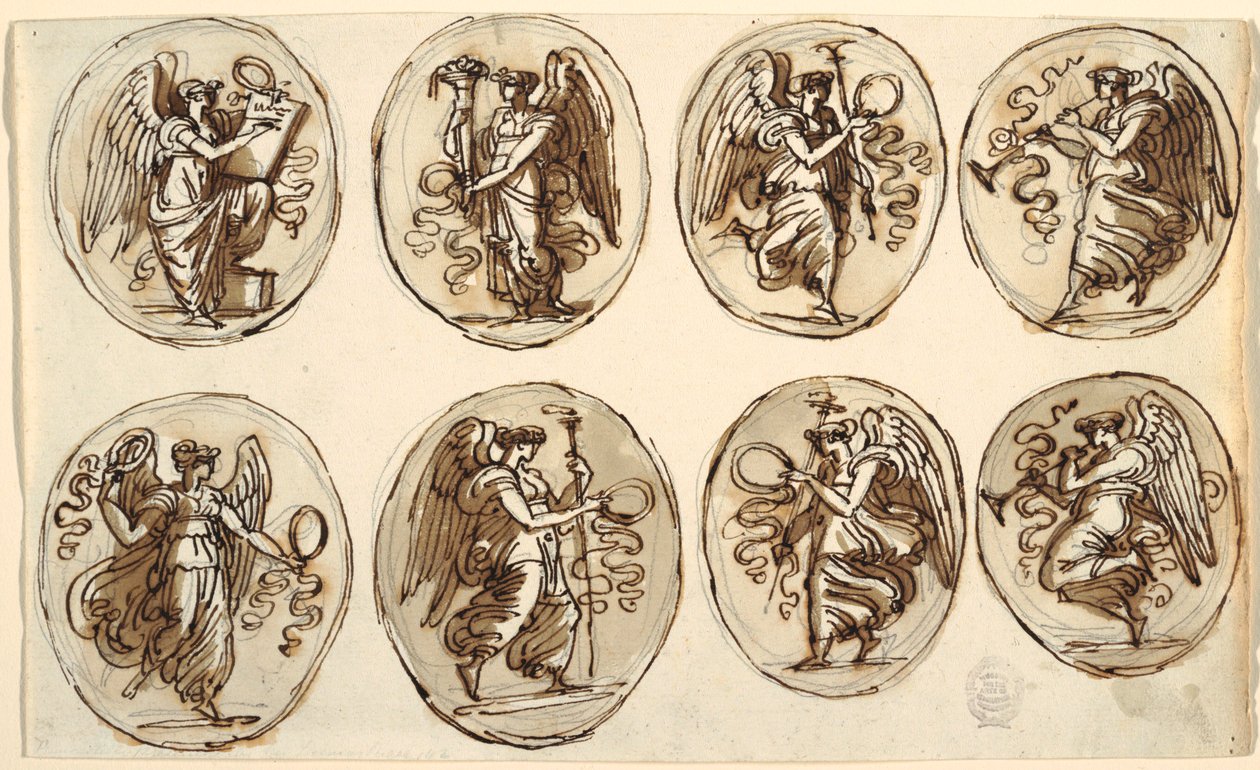 Conception de plafond, Histoire, Abondance en six ovales, Sala di Ercole ed Ebe, Palazzo Gessi, Faenza - Felice Giani
